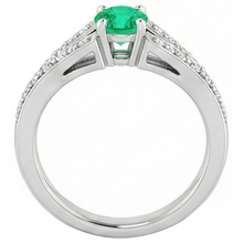 Afbeelding in Gallery-weergave laden, Gespleten schacht ronde groene smaragd ring 1,75 karaat witgoud 14K