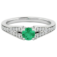 Afbeelding in Gallery-weergave laden, Gespleten schacht ronde groene smaragd ring 1,75 karaat witgoud 14K