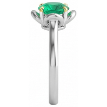 Afbeelding in Gallery-weergave laden, Smaragd Edelsteen Ring 2-karaat 14 Karaat Tweekleurig Goud – bovenaanzicht
