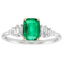 Afbeelding in Gallery-weergave laden, Gekleurde Steen Ring Bicolor 14K Goud met Smaragd – zijaanzicht