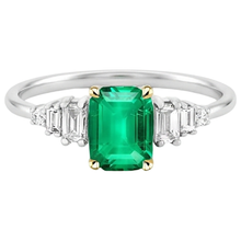 Afbeelding in Gallery-weergave laden, Smaragd Gekleurde Steen Ring 2 karaat Bicolor 14K Goud – vooraanzicht