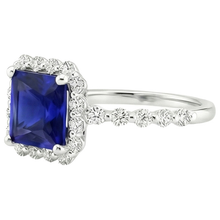 Afbeelding in Gallery-weergave laden, Royal Blue Saffier Sieraadsteen Ring 6,25 karaat 14K Witgoud – hoekaanzicht