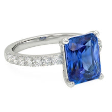Afbeelding in Gallery-weergave laden, echte round saffier 3karaat ring close-up detail