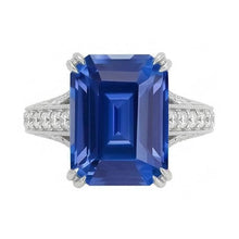 Afbeelding in Gallery-weergave laden, Gouden Natuurlijke uit de aarde gewonnen Diamanten Sieraden Prong Gezet Blauwe Saffier Ring 5 Karaat Milgrain