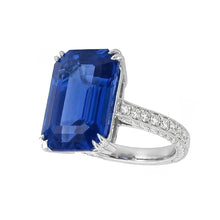 Afbeelding in Gallery-weergave laden, Gouden Natuurlijke uit de aarde gewonnen Diamanten Sieraden Prong Gezet Blauwe Saffier Ring 5 Karaat Milgrain