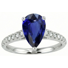 Afbeelding in Gallery-weergave laden, Gouden Edelsteen Ring Blauwe Saffier Met Diamanten Accenten 4 Karaat