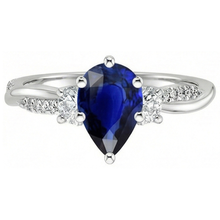 Afbeelding in Gallery-weergave laden, Gouden Edelsteen Ring Peer Blauwe Saffier & Ronde Diamanten 5,50 Karaat