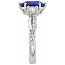 Afbeelding in Gallery-weergave laden, Gouden Edelsteen Ring Peer Blauwe Saffier & Ronde Diamanten 5,50 Karaat