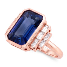 Afbeelding in Gallery-weergave laden, Gouden Edelsteen Ring Smaragd Saffier & Baguette Diamanten 3,50 Karaat