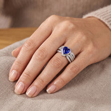Afbeelding in Gallery-weergave laden, Gouden Natuurlijke echte diamant ( niet in het laboratorium gekweekt )en saffierring met jasje 4,...