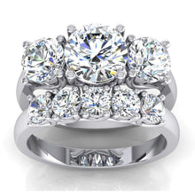 Afbeelding in Gallery-weergave laden, Gouden Ronde Natuurlijk Diamanten Ring en Band Set Trellis Instelling