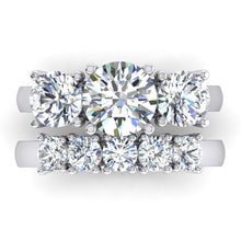 Afbeelding in Gallery-weergave laden, Gouden Ronde Natuurlijk Diamanten Ring en Band Set Trellis Instelling