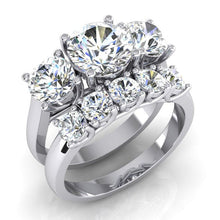 Afbeelding in Gallery-weergave laden, Gouden Ronde Natuurlijk Diamanten Ring en Band Set Trellis Instelling