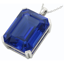 Afbeelding in Gallery-weergave laden, IGI GECERTIFICEERDE Gouden Solitaire Hanger Smaragd Ceylon Kleur Saffier Met Oogje 5.50 Karaat