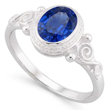 Afbeelding in Gallery-weergave laden, Gouden Solitaire ovale blauwe saffier ring antieke stijl 2 karaat