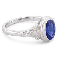 Afbeelding in Gallery-weergave laden, Gouden Solitaire ovale blauwe saffier ring antieke stijl 2 karaat