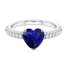 Afbeelding in Gallery-weergave laden, Gouden blauwe saffier edelsteen ring 4 karaat meerdere rijen pave set Natuurlijke echte diamant ( niet in het laboratorium gekweekt )en