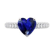 Afbeelding in Gallery-weergave laden, Gouden blauwe saffier edelsteen ring 4 karaat meerdere rijen pave set Natuurlijke echte diamant ( niet in het laboratorium gekweekt )en
