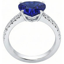Afbeelding in Gallery-weergave laden, Gouden Natuurlijke echte diamant ( niet in het laboratorium gekweekt )en ring hartvormige blauwe saffier edelsteen 5 karaat