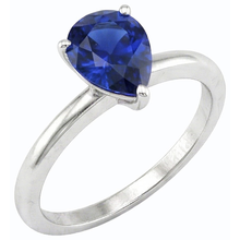 Afbeelding in Gallery-weergave laden, Gouden edelsteen Solitaire ring peer geslepen Ceylon saffier 1,50 karaat