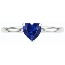 Afbeelding in Gallery-weergave laden, Gouden hart Solitaire natuurlijke blauwe saffier ring 1 karaat