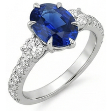Afbeelding in Gallery-weergave laden, Gouden jubileum Solitaire blauwe saffier met accenten Ring 4,50 karaat