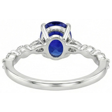 Afbeelding in Gallery-weergave laden, Gouden Ovale Blauwe Saffier Natuurlijke uit de aarde gewonnen Diamanten Ring Marquise & Rond Geslepen 6 Karaat Nieuw