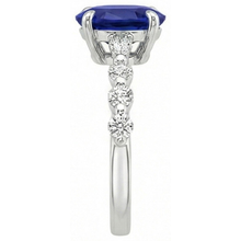Afbeelding in Gallery-weergave laden, Gouden Ovale Blauwe Saffier Natuurlijke uit de aarde gewonnen Diamanten Ring Marquise & Rond Geslepen 6 Karaat Nieuw