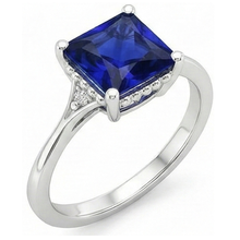 Afbeelding in Gallery-weergave laden, Gouden Ring met 3 uit de a aarde gewonnen Diamanten & Blauwe Saffier met Gespleten Band 5.25 Karaat