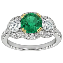 Afbeelding in Gallery-weergave laden, Fijne Smaragd Edelsteen Ring 2,50-karaat Bicolor 14K Goud – vooraanzicht