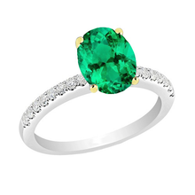 Afbeelding in Gallery-weergave laden, Designer Colombiaanse Smaragd Gekleurde Steen Ring 2 karaat – hoofdaanzicht