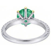 Afbeelding in Gallery-weergave laden, Smaragd Rond Geslepen Gekleurde Steen Ring in 14 Karaat Tweekleurig Goud – bovenaanzicht