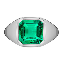 Afbeelding in Gallery-weergave laden, Fijne Smaragd Asscher Sieraadsteen Ring in 14K Witgoud – hoofdaanzicht