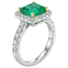 Afbeelding in Gallery-weergave laden, Smaragd Sieraadsteen Ring 3,50 karaat Bicolor 14K Goud – hoekaanzicht