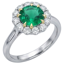 Afbeelding in Gallery-weergave laden, Smaragd Gekleurde Steen Ring 2,50-karaat Tweekleurig 14K Goud – zijaanzicht