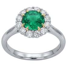 Afbeelding in Gallery-weergave laden, Smaragd Gekleurde Steen Ring 2,50 karaat Tweekleurig 14K Goud – profielaanzicht