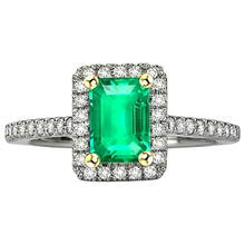 Afbeelding in Gallery-weergave laden, Colombiaanse Smaragd Edelsteen Ring 2 karaat Bicolor 14K Goud – zijaanzicht