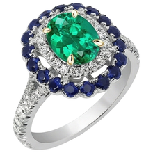 Afbeelding in Gallery-weergave laden, Ovaal Colombiaanse Smaragd ring in Bicolor 14K Goud – zijaanzicht