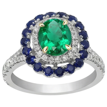 Afbeelding in Gallery-weergave laden, Sieraadsteen Ring Bicolor 14K Goud met Colombiaanse Smaragd – profielaanzicht