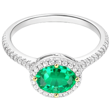 Afbeelding in Gallery-weergave laden, Smaragd Gekleurde Steen Ring 2-karaat Tweekleurig 14K Goud – bovenaanzicht