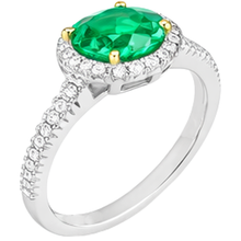 Afbeelding in Gallery-weergave laden, Smaragd Gekleurde Steen Ring 2 karaat Tweekleurig 14K Goud – vooraanzicht