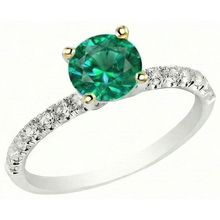 Afbeelding in Gallery-weergave laden, Smaragd Edelsteen Ring 1,50-karaat Tweekleurig 14K Goud – vooraanzicht