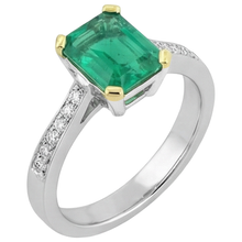 Afbeelding in Gallery-weergave laden, Edelsteen Ring Bicolor 14K Goud met Colombiaanse Smaragd – zijaanzicht