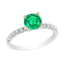 Afbeelding in Gallery-weergave laden, Edelsteen Ring Tweekleurig 14K Goud met Smaragd – hoofdaanzicht