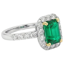 Afbeelding in Gallery-weergave laden, Smaragd Edelsteen Ring 2 karaat Bicolor 14K Goud – profielaanzicht