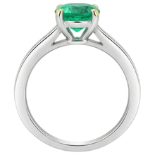 Afbeelding in Gallery-weergave laden, Fijne Smaragd Gekleurde Steen Ring 2,50-karaat Bicolor 14K Goud – achteraanzicht
