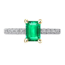 Afbeelding in Gallery-weergave laden, Smaragd Gekleurde Steen Ring 2,50 karaat Bicolor 14K Goud – hoofdaanzicht