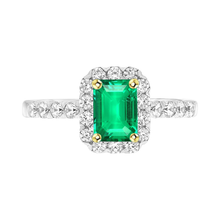 Afbeelding in Gallery-weergave laden, Smaragd Edelsteen Ring 2-karaat Bicolor 14K Goud – hoofdaanzicht