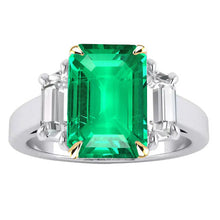 Afbeelding in Gallery-weergave laden, Colombiaanse Smaragd Gekleurde Steen Ring 4 karaat Bicolor 14K Goud – hoofdaanzicht