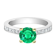Afbeelding in Gallery-weergave laden, Gekleurde Steen Ring Bicolor 14K Goud met Fijne Smaragd – hoofdaanzicht